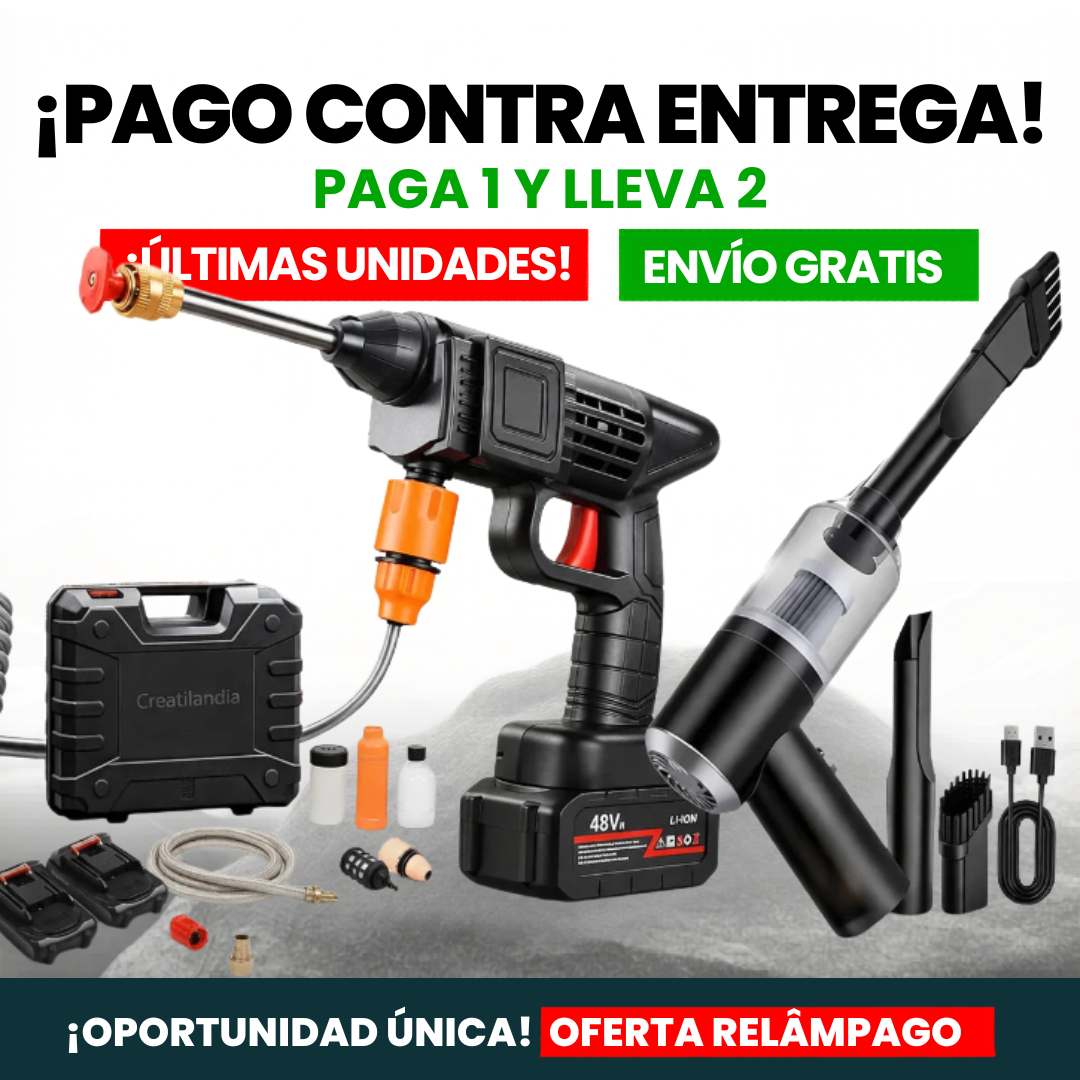 Hidrolavadora + (Aspiradora Portátil + Doble Batería + Maletín)